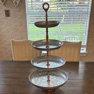 4-Tier Metal Serving Stand in Copper and Silver